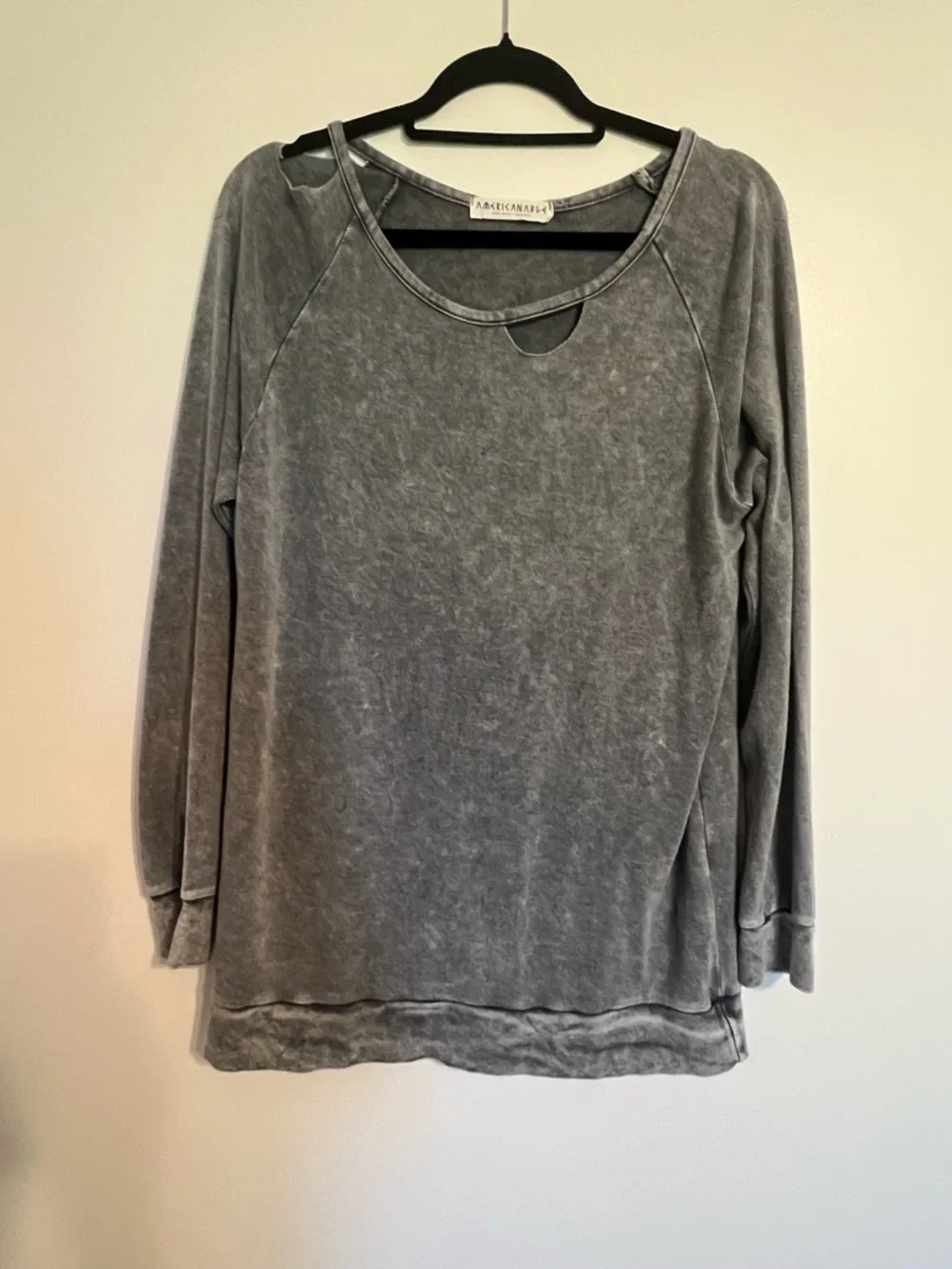 Americanable Charcoal Mineral Wash Pullover L Lightweight Cozy Casual Top NWOT - Picture 6 of 6